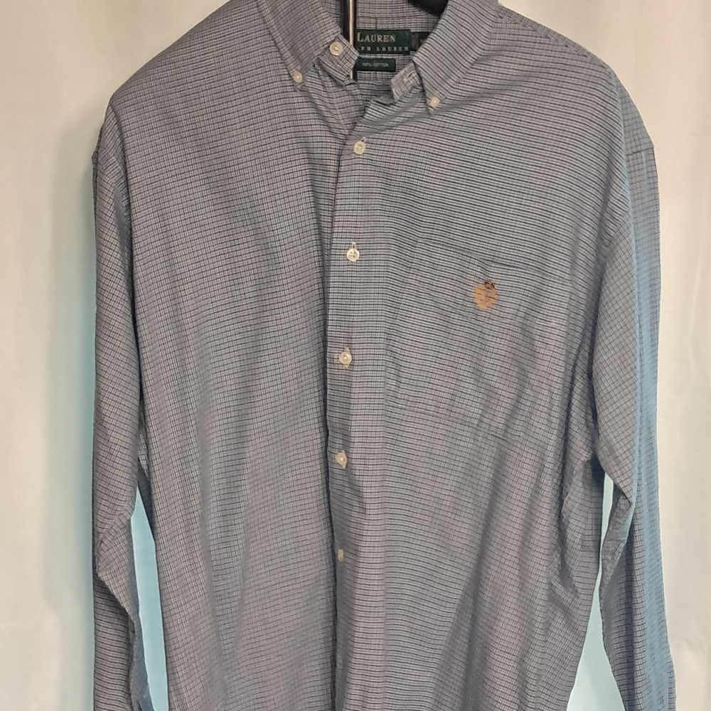 Ralph Lauren Men's Blue and White Striped Shirt